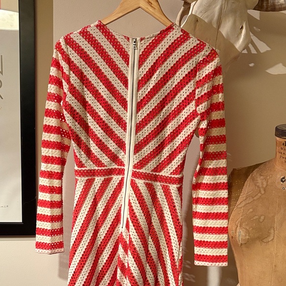 BCBG MaxAzria Open Weave Orange and Cream Striped Dress - Picture 6 of 6